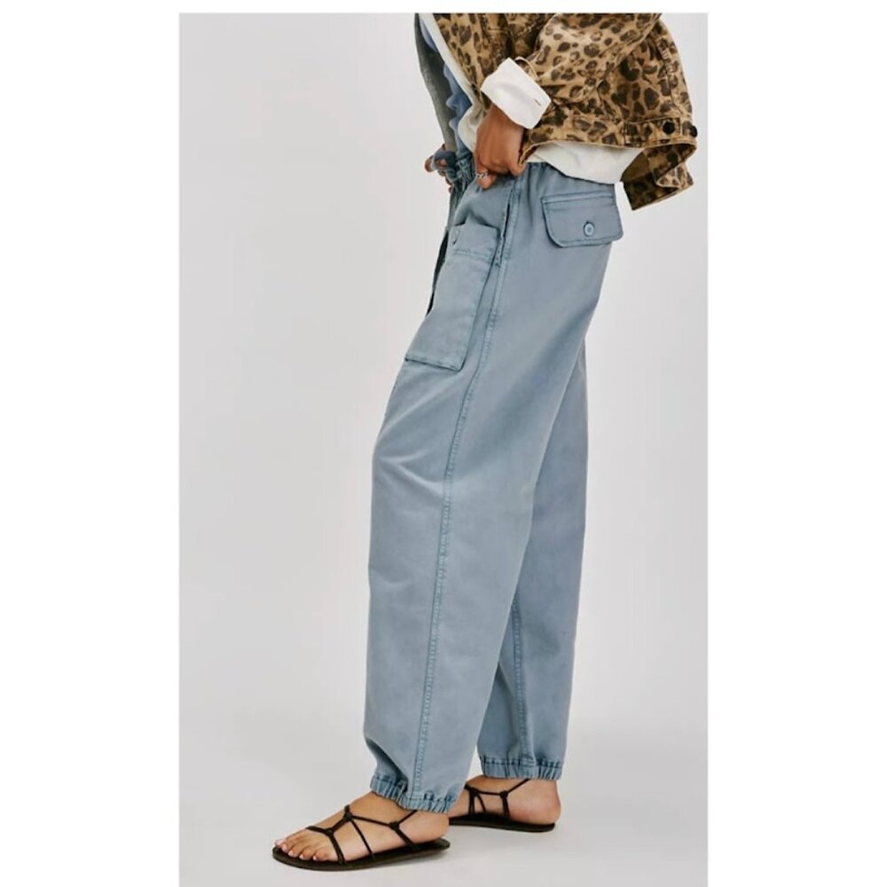 FREE PEOPLE WOMEN'S river stone pants relaxed jogger fit blue Size XS  NEW - Picture 4 of 10